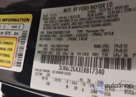 2014 Lincoln Mkz z USA, uszkodzony, nr VIN 3LN6L2GKXER817340